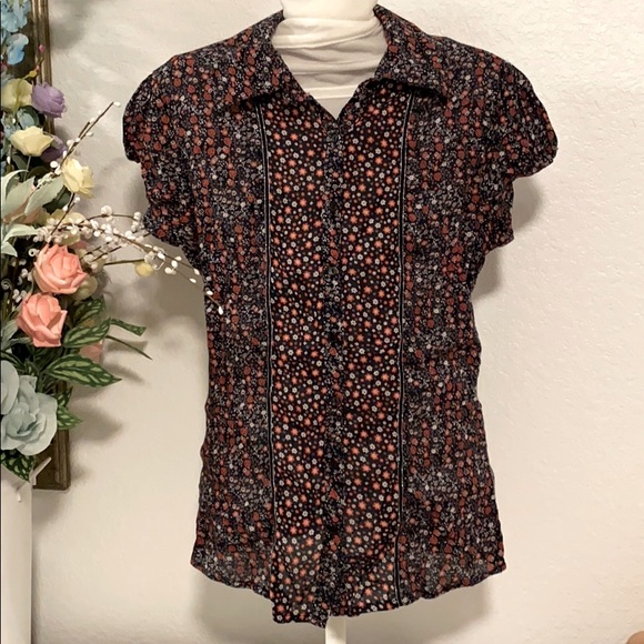 Quiz Bazaar Women’s S Floral Black Red Blouse Top - Picture 1 of 4
